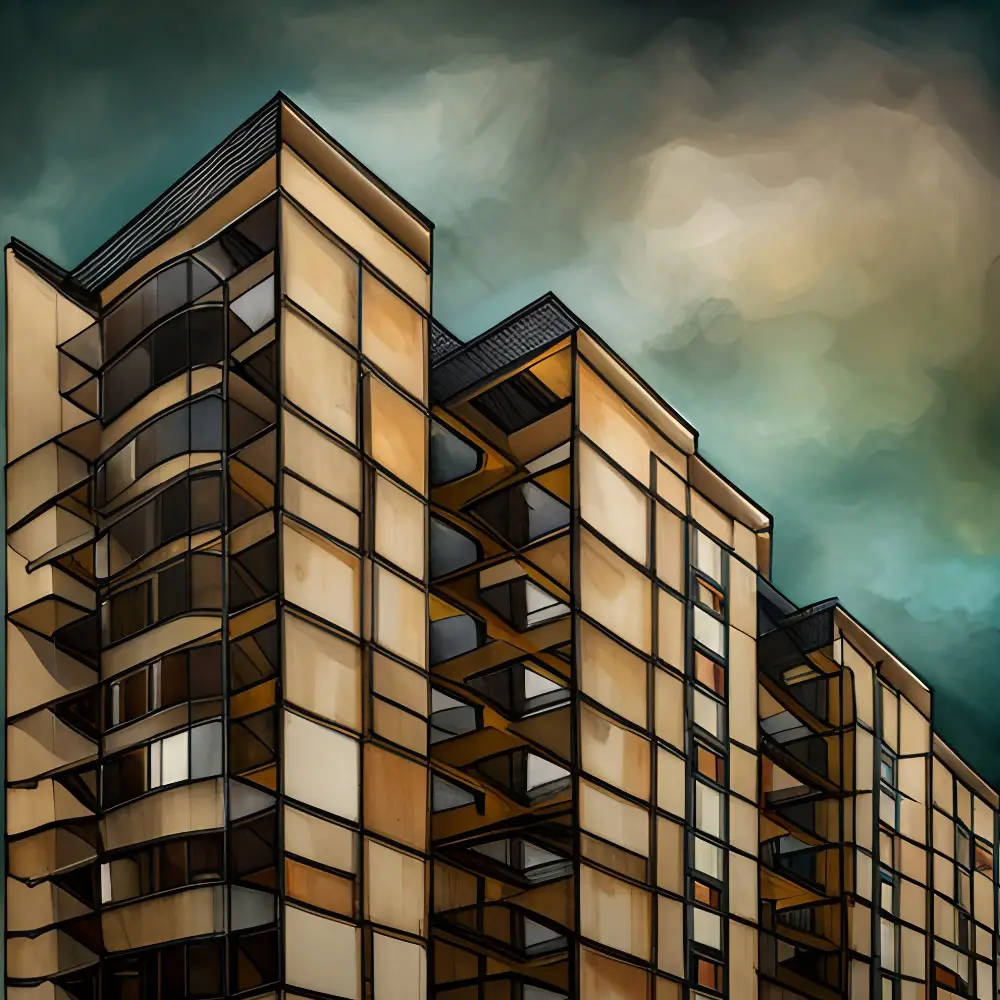 Modern apartment building illustrating leasehold property and shared ownership housing