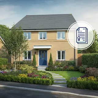 Modern new build family home with landscaped garden, representing residential property purchase
