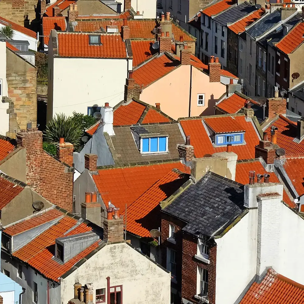 Village rooftops with red roof tiles